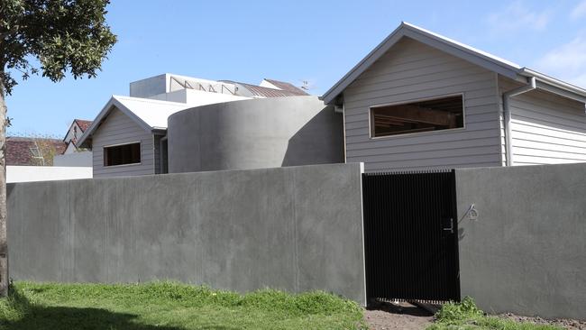 The beachfront block has been turned it into a beach hut and soccer pitch for Kutlesovski’s kids. Picture: David Crosling