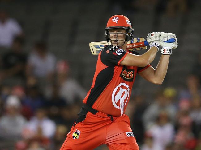 BBL Semi Final. 15/02/2019. Melbourne Renegades vs Sydney Sixers at Marvel Stadium, Melbourne.  Cameron White cuts   . Pic: Michael Klein