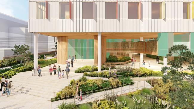 Artist impression of an entrance into the children's hospital.