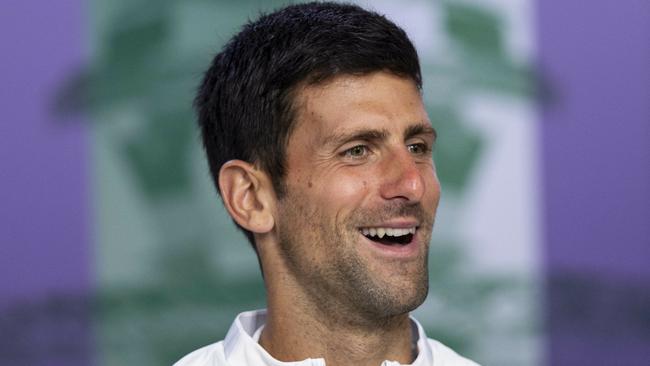 Novak Djokovic following his victory over Roger Federer in the men's singles final. Picture: AP