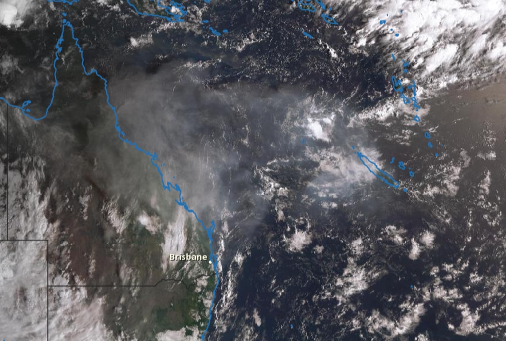 Volcanic ash from an eruption in the Pacific Ocean has made its way to Queensland.