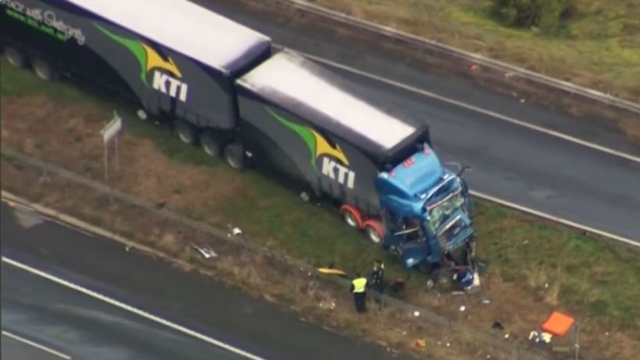 The front of the track was crushed by the collision. Picture: Today Show