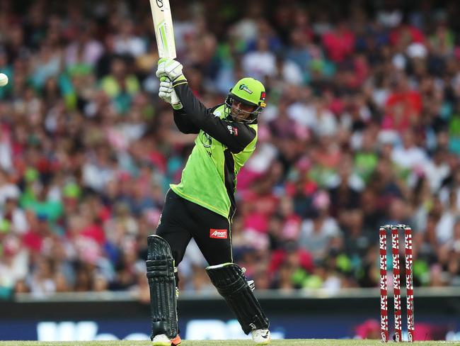 Sydney Thunder's Usman Khawaja in action during the BBL cricket match between the Sydney Sixers and Sydney Thunder at the SCG. Picture: Brett Costello