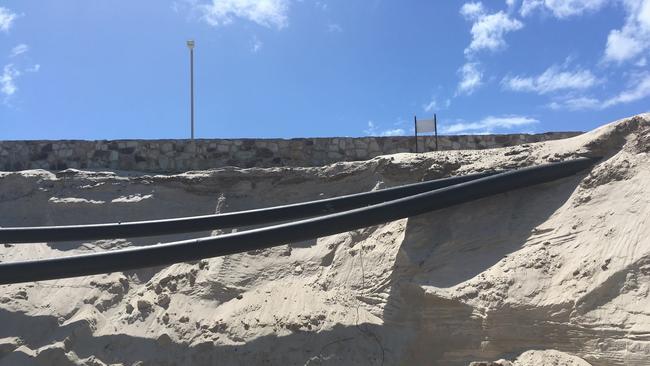 The exposed sand pumping pipes. Picture: City of Charles Sturt 