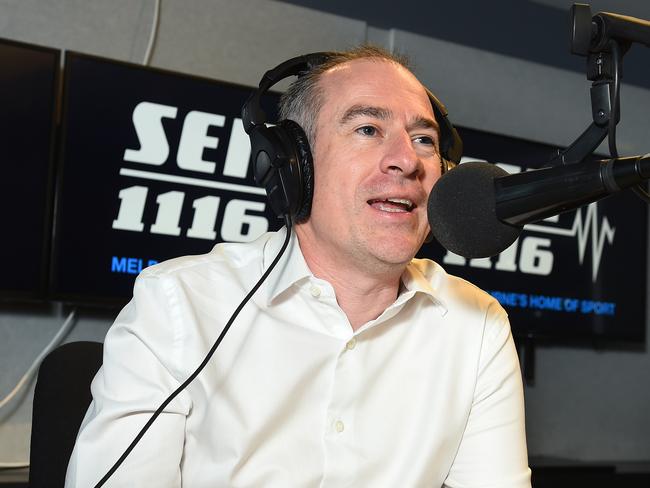 LEADER PRESTIGE: Sports commentator Gerard Whateley broadcasting at the SEN studio. Picture: Josie Hayden