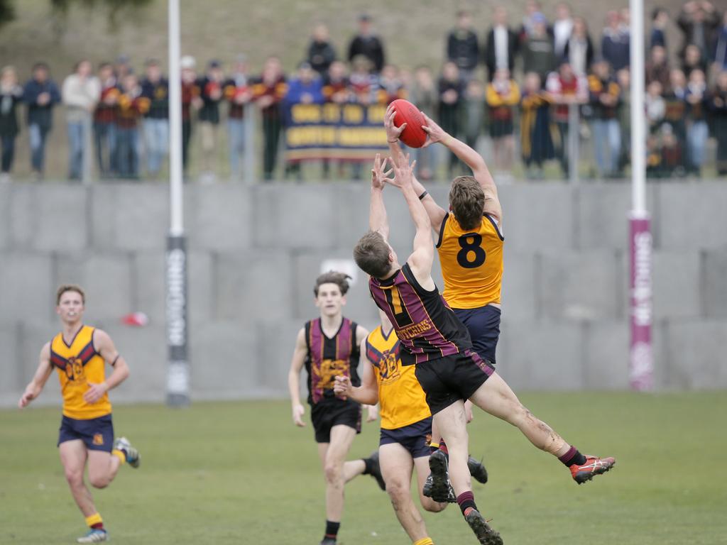 Hutchins 1st XVIII versus Scotch Oakburn in the Sports Association of Independent Schools Australian Rules grand final. Picture. PATRICK GEE