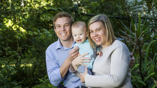 Julian Simmonds with his wife Madeline and (then) 10-month-old son Theodore.