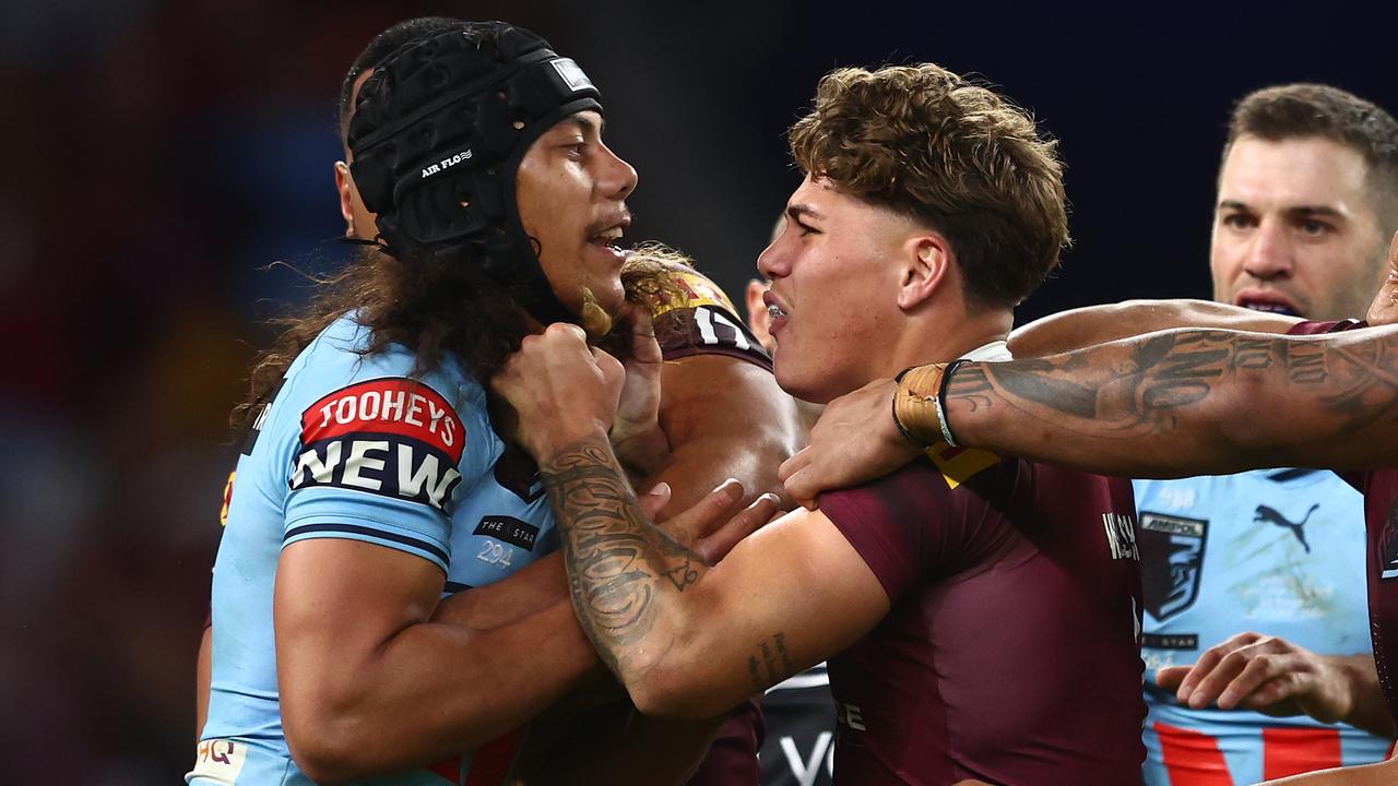 Jarome Luai even lost the scuffle with Reece Walsh. Photo by Chris Hyde/Getty Images.