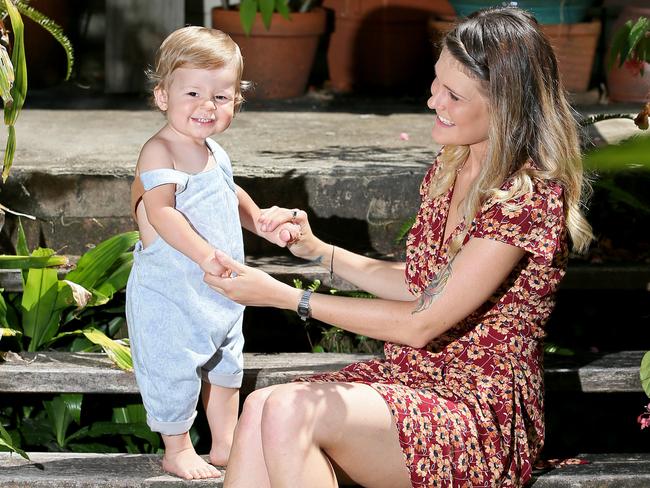 Ellie McGill of Avalon with her 14 month old baby Arlo. Picture: Troy Snook