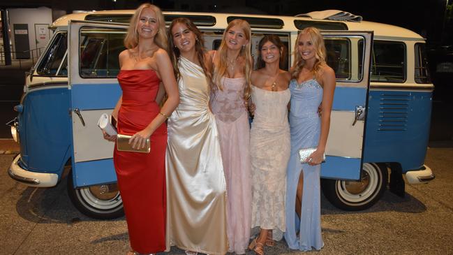 Molly B, Charlotte C, Chloe D, Kendall M and Millie W at the Siena Catholic College Yr 12 Benefit Ball (formal 2024).