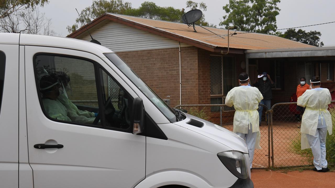 NT Health and ADF staff make house calls in Katherine East, to transport people to testing clinics. Picture: Amanda Parkinson