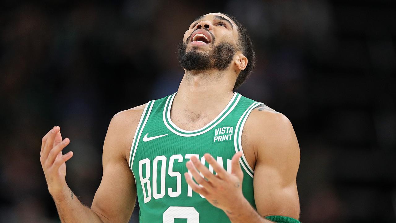 MEMPHIS, TENNESSEE – NOVEMBER 19: Jayson Tatum #0 of the Boston Celtics reacts during the second half against the Memphis Grizzlies at FedExForum on November 19, 2023 in Memphis, Tennessee. NOTE TO USER: User expressly acknowledges and agrees that, by downloading and or using this photograph, User is consenting to the terms and conditions of the Getty Images License Agreement. (Photo by Justin Ford/Getty Images)