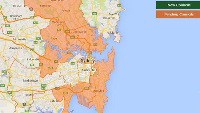 Pending councils across the Sydney area.