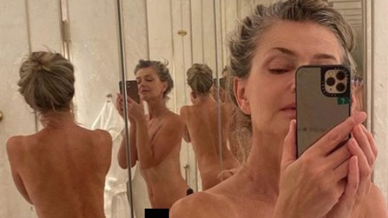 Model Paulina Porizkova, 56, stuns in naked bathroom selfie.