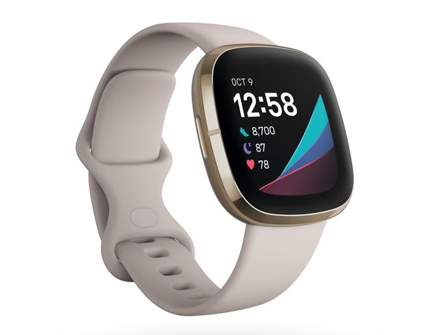 The Fitbit Sense features new technology, including sensors to measure skin temperature and stress levels. Picture: Supplied