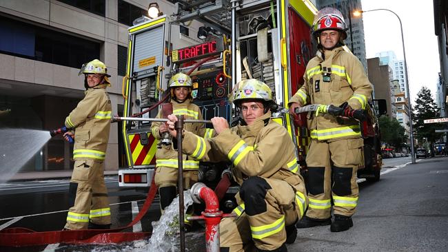 Tough job ... Fire and Rescue NSW fire fighters L-R Dan Payne, Alison Douglas, Matt Pridham and Tony Camilleri pictured at th...