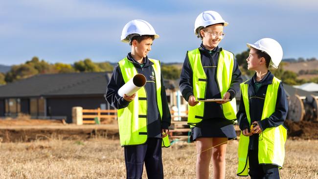 St Francis de Sales College Mt Barker students Mateus, 11, Ivy, 9, and Lucas, 9. Picture: Russell Millard