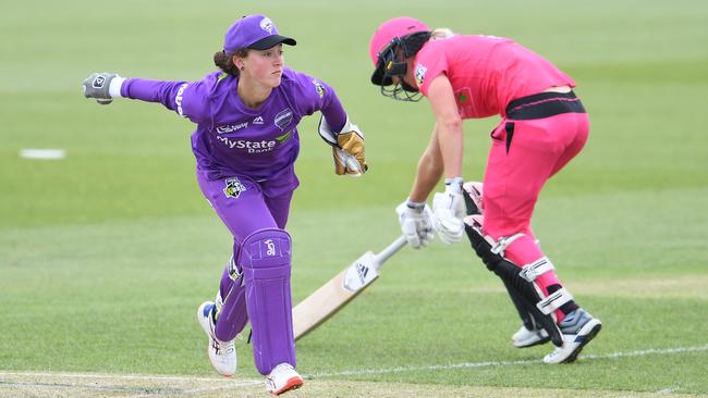 Emily Smith of the Hurricanes in action during the Women's Big Bash League against the Sydney Sixers. Picture: Getty Images