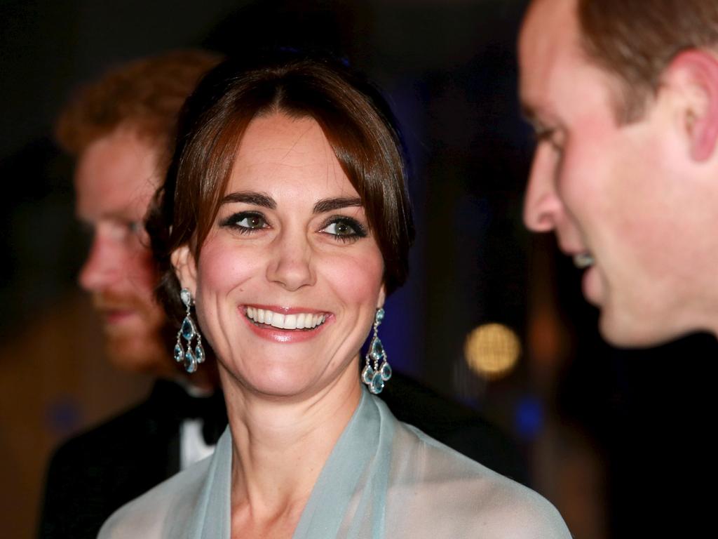 Prince William, Duke of Cambridge, Prince Harry and Catherine, Duchess of Cambridge attend the Royal Film Performance of “Spectre”at Royal Albert Hall on October 26, 2015 in London. Picture: Reuters