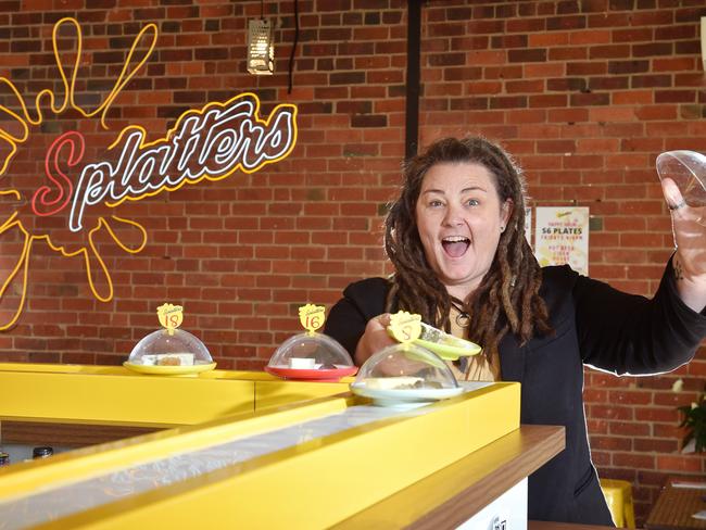 Splatters founder Jo Bangles at her new cheese train restaurant in Geelong. Picture: Nicki Connolly