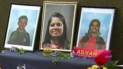 Abiyah, 10, and Aiden Selvan, eight, and their mother Selvamma Doreswamy, 40, were tragically killed in a car fire at John Graham Reserve in Coogee. Picture: 9 News