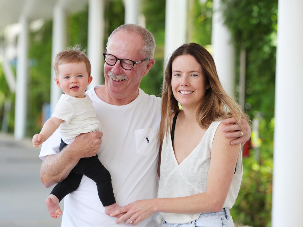 Shaun Rodd with daughter Jackie and seven-month-old grandson Eddie whom he hasn't seen since he was a day old. Picture: Lachie Millard