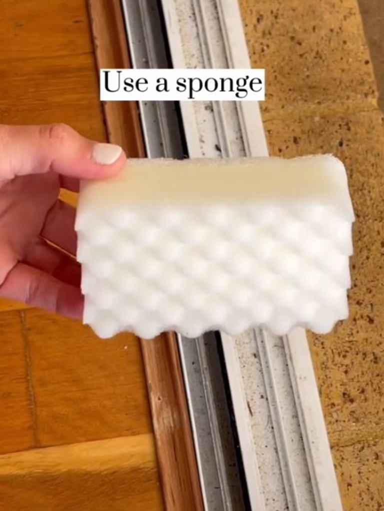 Cleaning hack: Mum uses sliced sponge to clean sliding door tracks