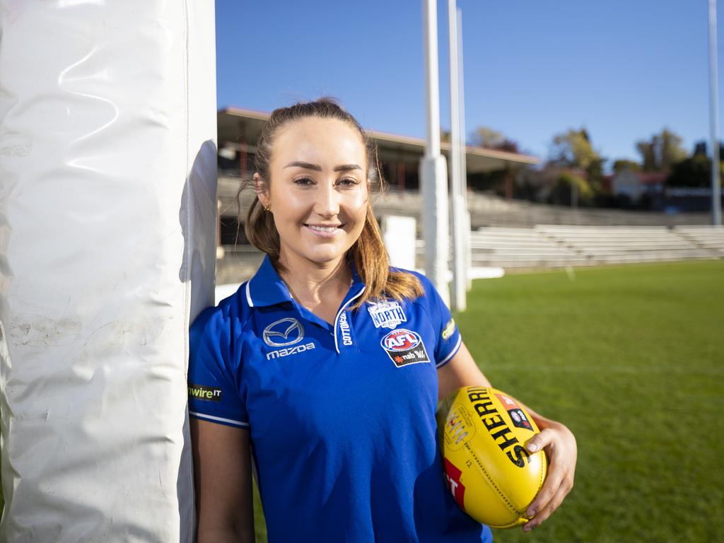 AFLW Tasmanian Nicole Bresnehan signs a new two-year deal with North Melbourne. Picture: RICHARD JUPE