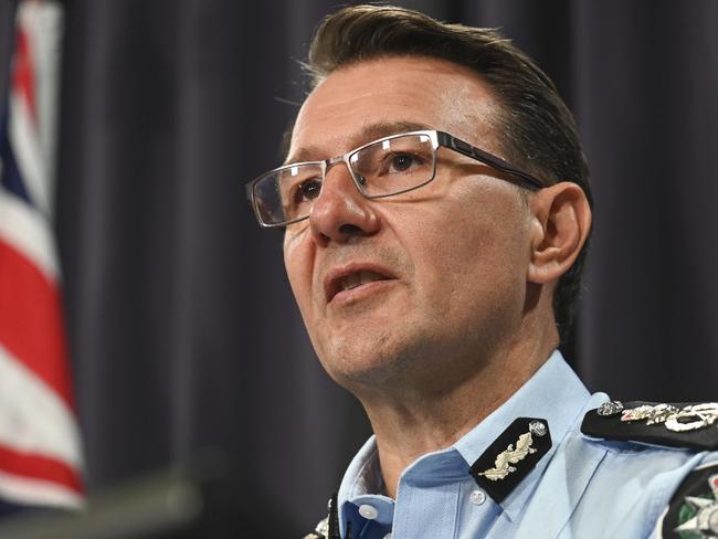 AFP Commissioner Reece Kershaw says social media platforms are fuelling community division. Picture: NCA NewsWire / Martin Ollman