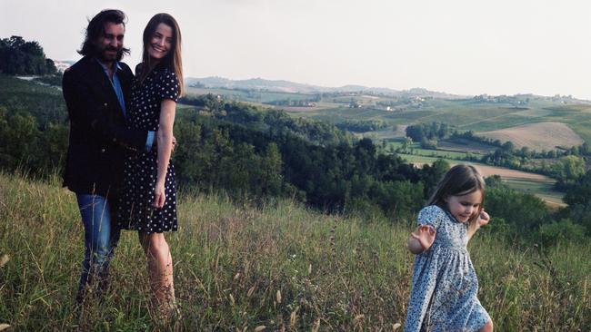 Cester, left, with wife Pia and their daughter Matilda, in Piemonte, Italy in September 2021. Picture: Chiara Fossati