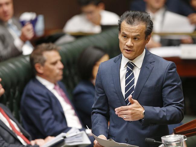 Minister for Indusrty and Trade Anoulack Chanthivong speaks during Question Time in NSW Legislative Assembly. Picture: NewsWire / John Appleyard