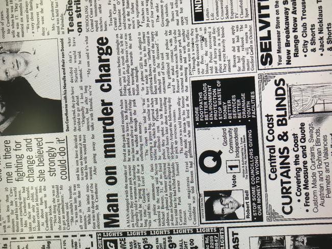 How the Express Advocate reported Mr Samuel Reusser's murder in 1999 at Empire Bay.