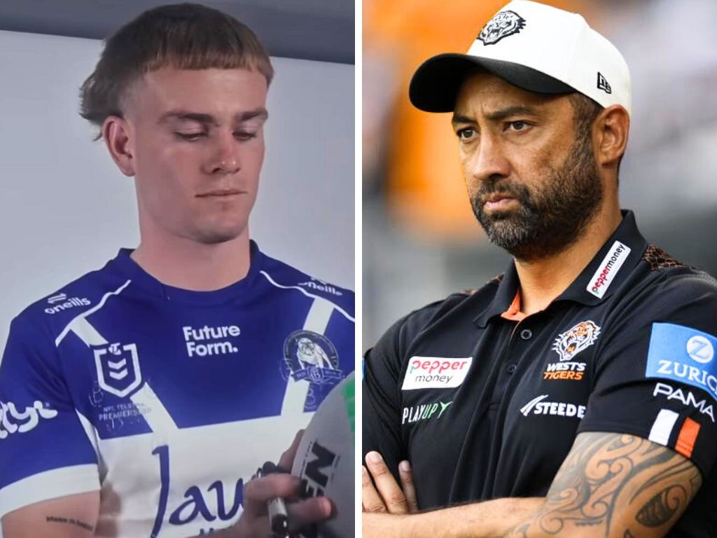 Galvin in Bulldogs colours after his Tigers departure. Photos: Supplied/Getty Images