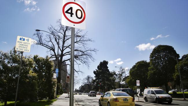 The top sites for fines issued across Melbourne include 40km/h zones, including the cameras on the corner of Exhibition and Victoria streets. Picture: Hamish Blair