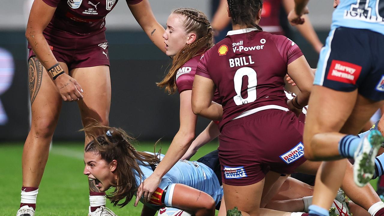 Sergis scored a try in the game at CommBank Stadium, but it wasn’t enough to get NSW over the line. Picture: Mark Kolbe/Getty Images