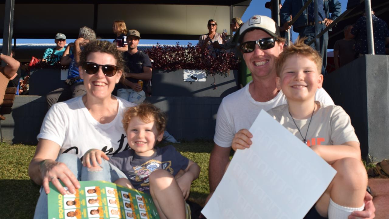 Elise, Fergus, Archie and Iain Hilliard enjoying the Noosa Dolphin's Ladies Day. Picture: Aisling Brennan