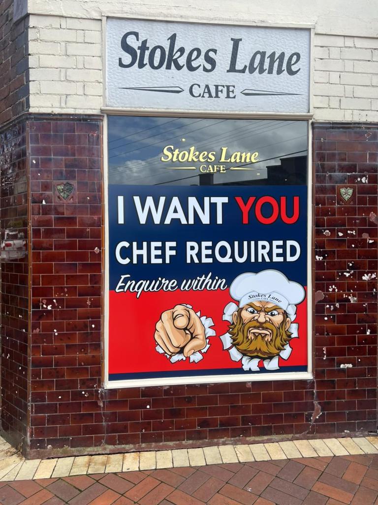 Mr Dodd even paid to print a window advertisement in the search for a new chef. Picture: Facebook