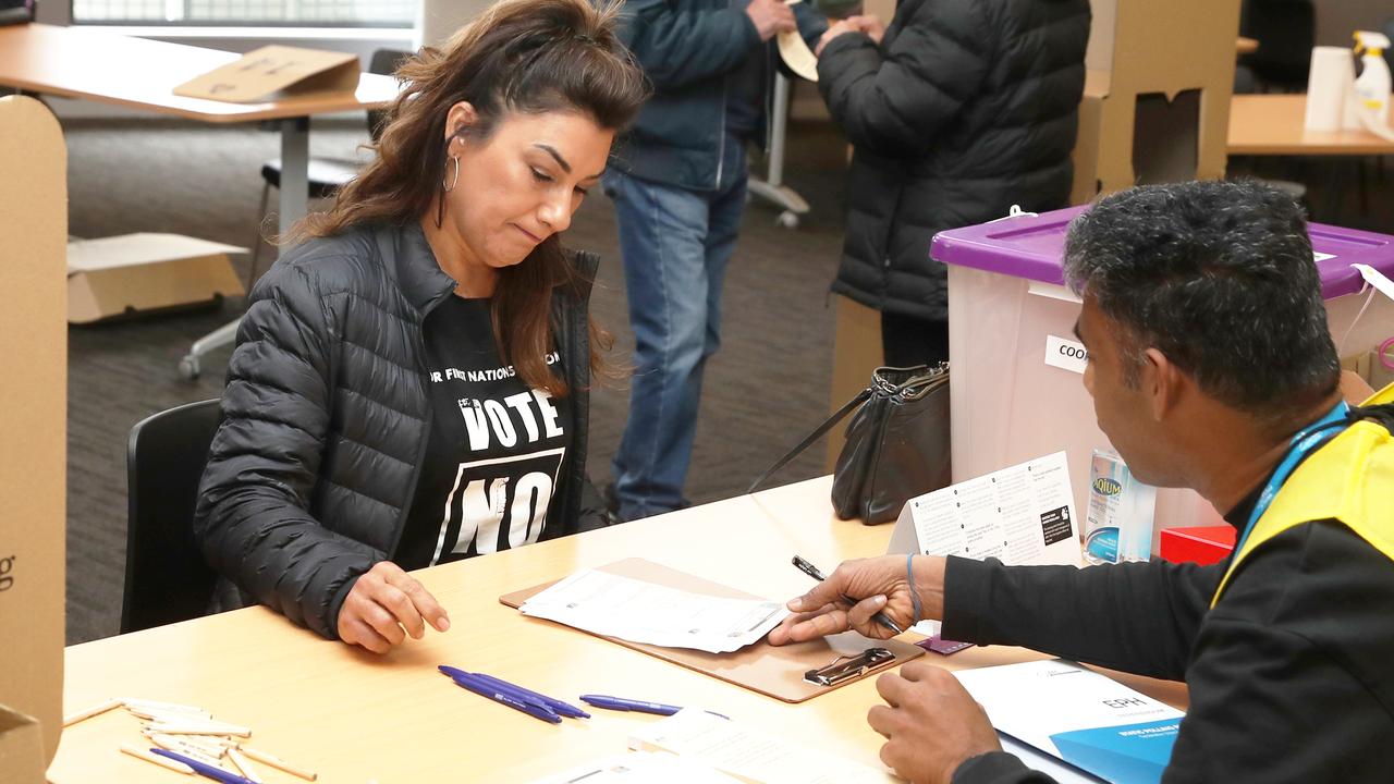 Lidia Thorpe casts her vote in the referendum. Picture: NCA NewsWire / David Crosling