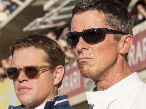 Matt Damon and Christian Bale in a scene from the movie Ford V Ferrari.