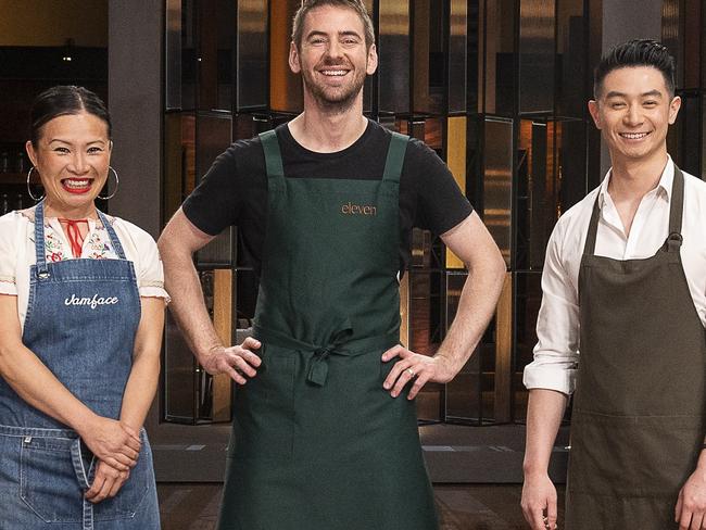 MasterChef Australia superstar alumni Poh Ling Yeow, Callum Hann and “dessert king” Reynold Poernomo  will appear on episode 10 of MasterChef Series 13. Picture: Network Ten