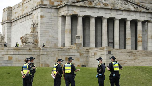 Anti-lockdown protesters are again planning to descend on Melbourne’s Shrine of Remembrance this weekend. Picture: Daniel Pockett/NCA NewsWire