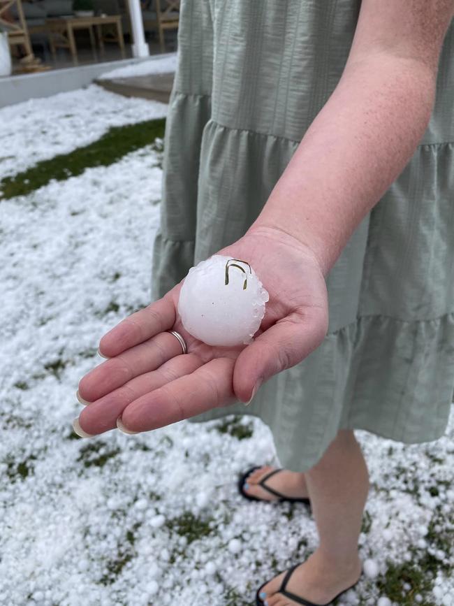 Locals were amazed at the hail in the middle of Grenfell. Photo: Facebook/Asher Woodrow