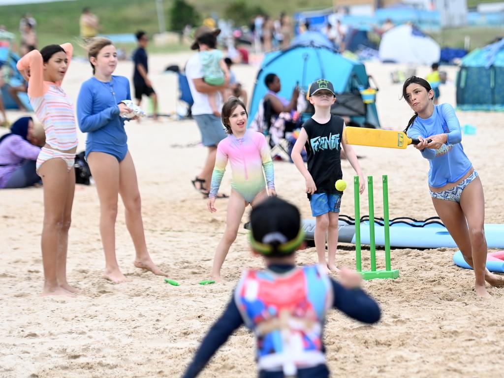 Beach Cricket at Australia Day celebration at Penrith beach. Picture: Jeremy Piper