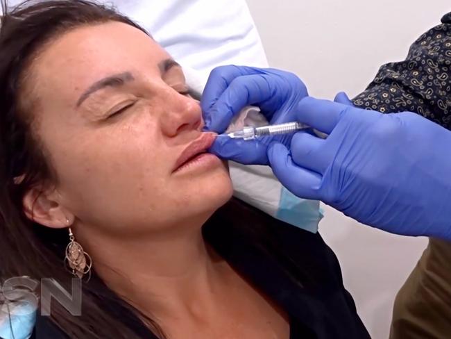 Lambie undergoes a beauty regiment including lip fillers. Picture: Channel 7