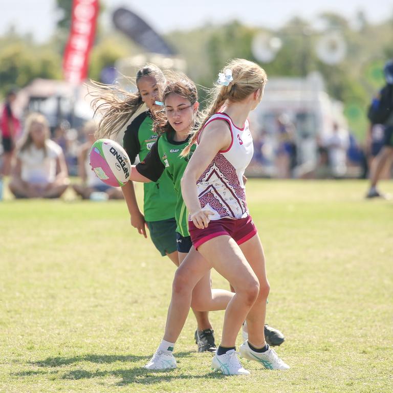 Moreton Bay College V Ferny Grove State High at the 2024 Gold Coast Titans All Schools Touch Football Picture: Glenn Campbell