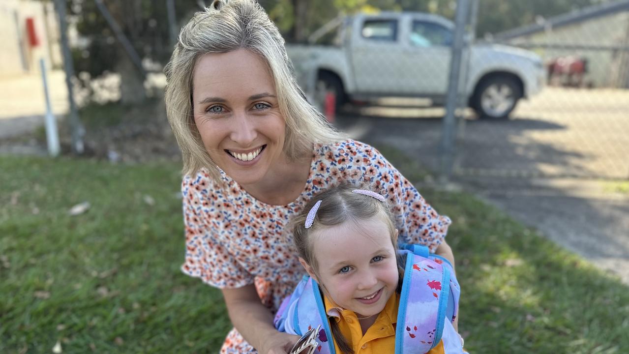 Sarah Porter and her daughter Callie, who is in Prep at Coolum State School, wants the establishment of a Prep precinct. Picture: Letea Cavander