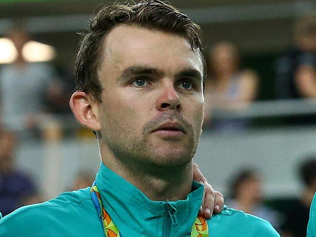 Australia's Men's Team Pursuit team including Michael Hepburn, Jack Bobridge, Sam Welsford and Alex Edmondson win the silver medal at the 2016 Rio Olympics at the Rio Olympic Velodrome. Pics Adam Head