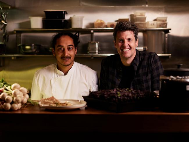 Peacock &amp; Jones head chef Ishan Acharya and culinary curator Ben Milbourne. Picture: Samuel Shelley