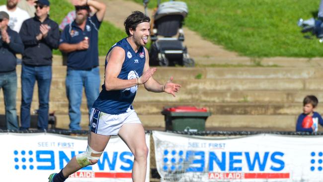 Broadbent celebrates a goal for Henley. Picture: Brenton Edwards