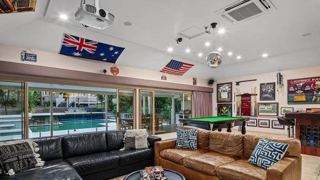 The pool house is decked out with sporting memorabilia. Image supplied by Elders Real Estate.